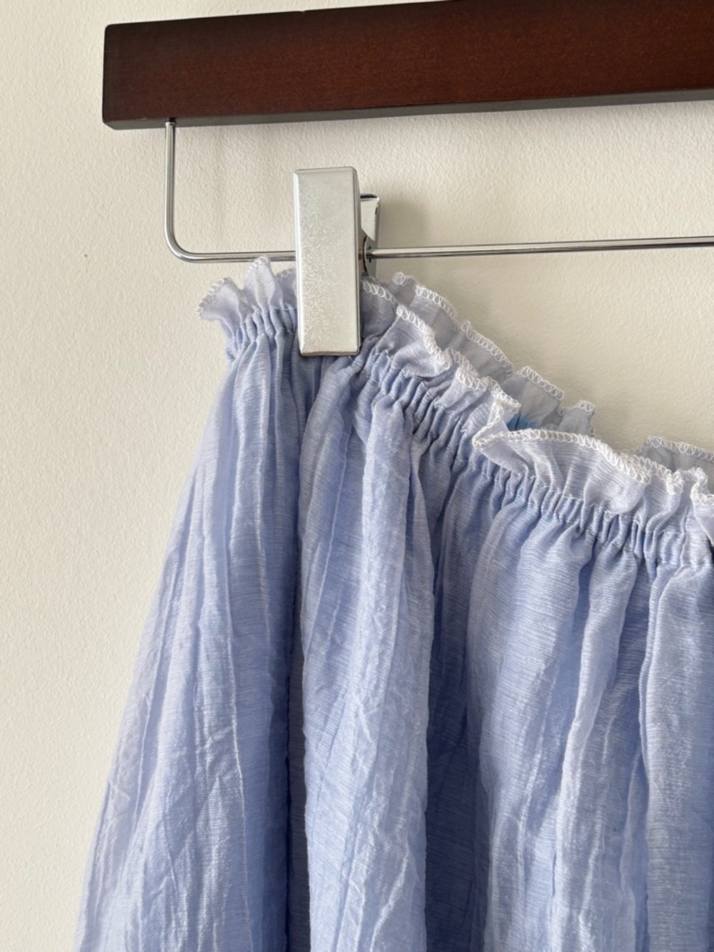 Light Blue Gauzy Ruffle Hem Maxi Skirt - Picture 12 of 16